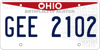 OH license plate GEE2102