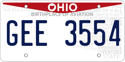 OH license plate GEE3554