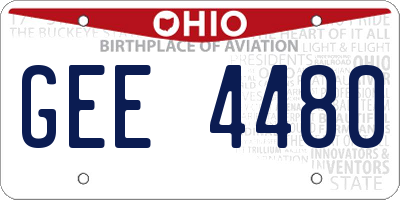 OH license plate GEE4480