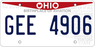 OH license plate GEE4906
