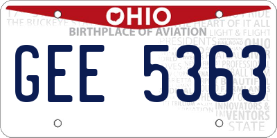 OH license plate GEE5363