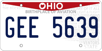 OH license plate GEE5639