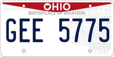 OH license plate GEE5775