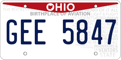 OH license plate GEE5847