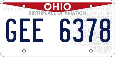 OH license plate GEE6378
