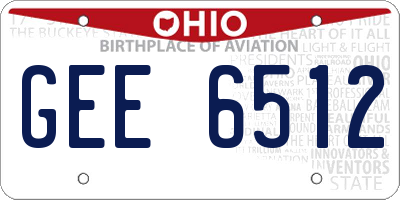 OH license plate GEE6512