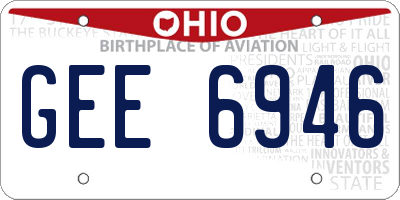 OH license plate GEE6946