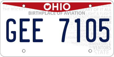 OH license plate GEE7105