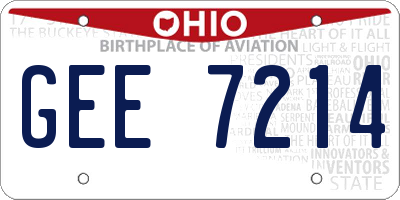 OH license plate GEE7214