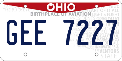 OH license plate GEE7227