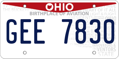 OH license plate GEE7830