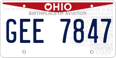 OH license plate GEE7847