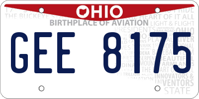 OH license plate GEE8175