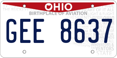 OH license plate GEE8637