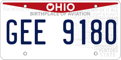 OH license plate GEE9180