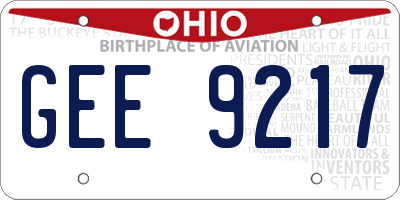 OH license plate GEE9217