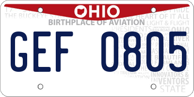 OH license plate GEF0805