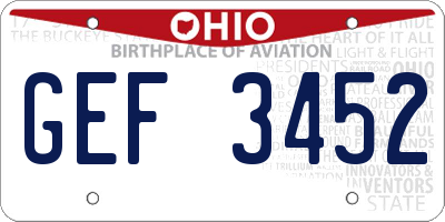 OH license plate GEF3452