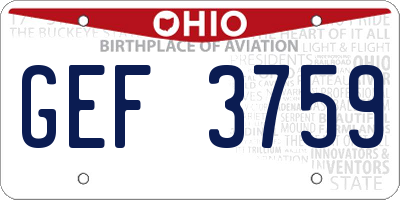 OH license plate GEF3759