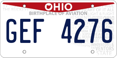 OH license plate GEF4276