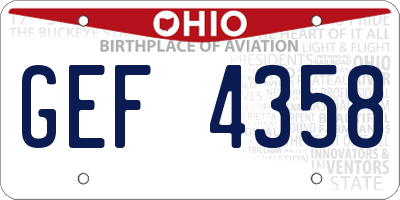 OH license plate GEF4358