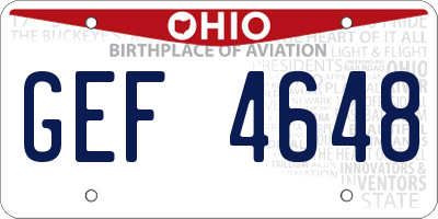 OH license plate GEF4648