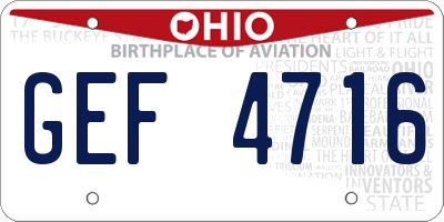 OH license plate GEF4716
