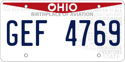 OH license plate GEF4769