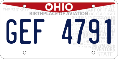OH license plate GEF4791