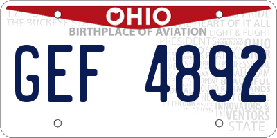 OH license plate GEF4892