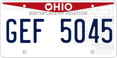 OH license plate GEF5045