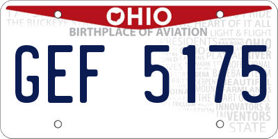 OH license plate GEF5175