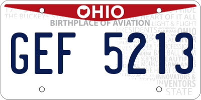 OH license plate GEF5213