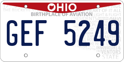 OH license plate GEF5249