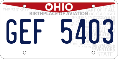 OH license plate GEF5403