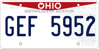 OH license plate GEF5952
