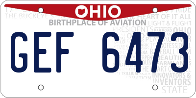 OH license plate GEF6473