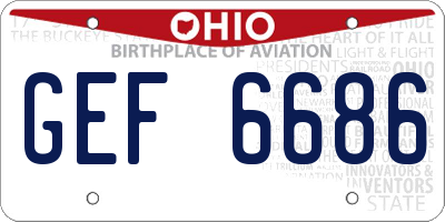 OH license plate GEF6686