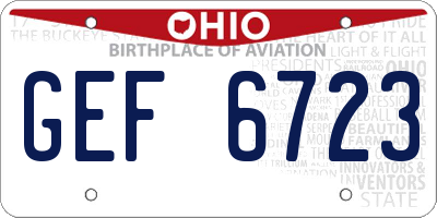 OH license plate GEF6723