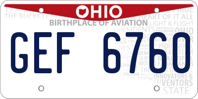 OH license plate GEF6760