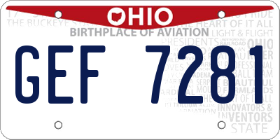OH license plate GEF7281
