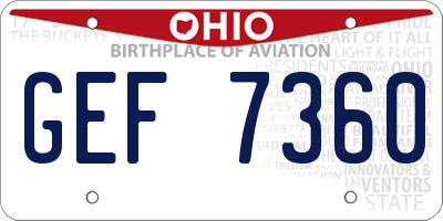 OH license plate GEF7360