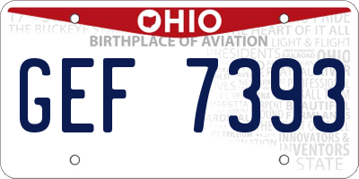 OH license plate GEF7393