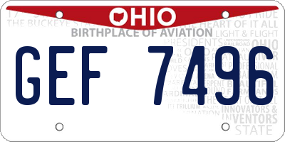 OH license plate GEF7496
