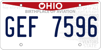 OH license plate GEF7596
