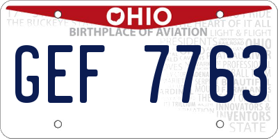 OH license plate GEF7763