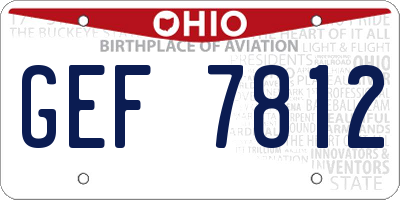OH license plate GEF7812