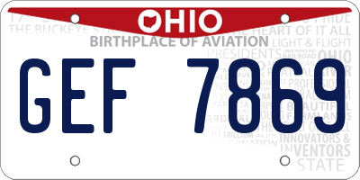 OH license plate GEF7869