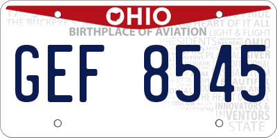 OH license plate GEF8545