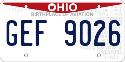 OH license plate GEF9026